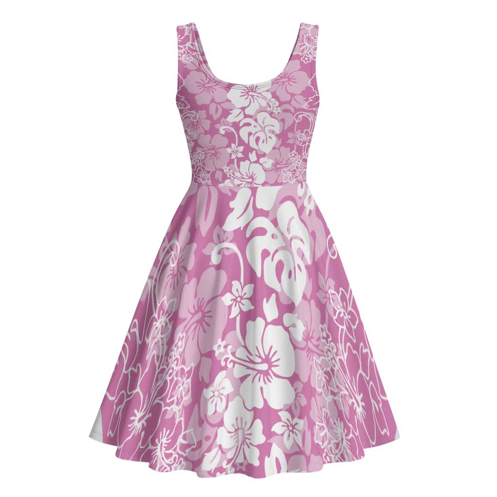 Hawaiian Lei Day Midi Dress Pink Hibiscus Flowers Lei Art - Polynesian Pride