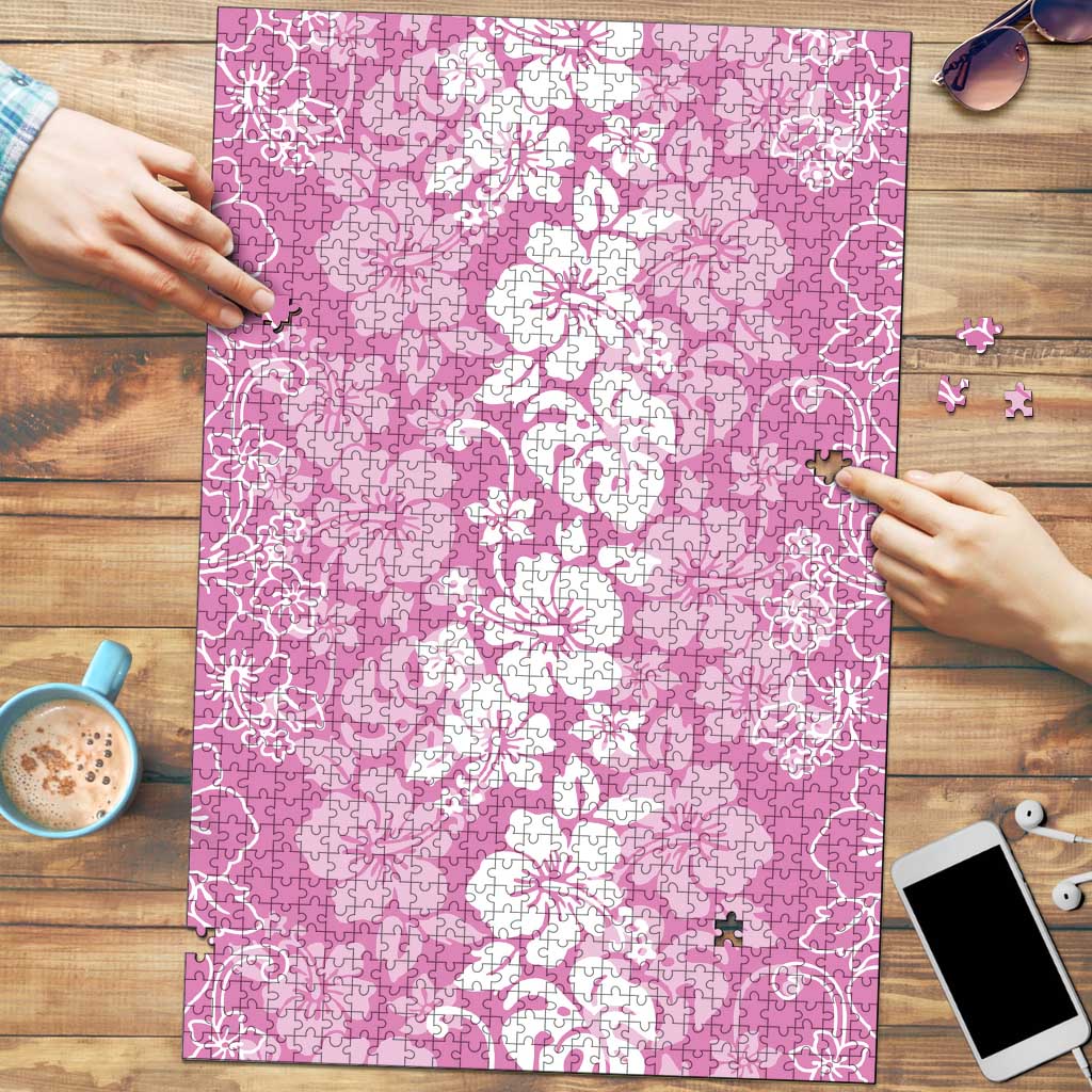 Hawaiian Lei Day Puzzle Pink Hibiscus Flowers Lei Art - Polynesian Pride