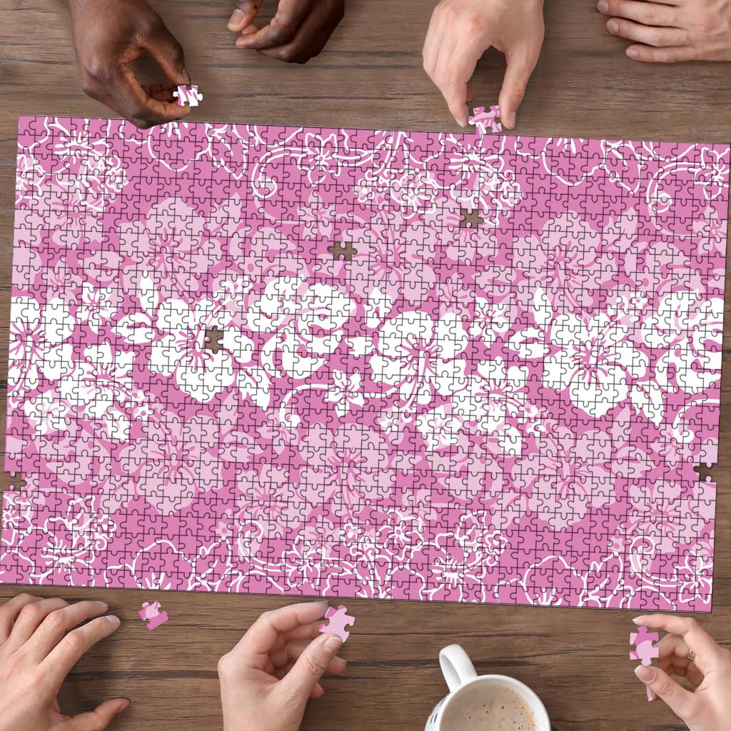 Hawaiian Lei Day Puzzle Pink Hibiscus Flowers Lei Art - Polynesian Pride