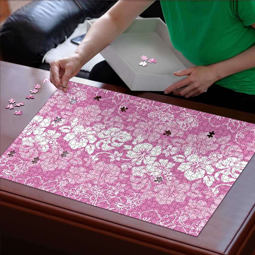 Hawaiian Lei Day Puzzle Pink Hibiscus Flowers Lei Art - Polynesian Pride