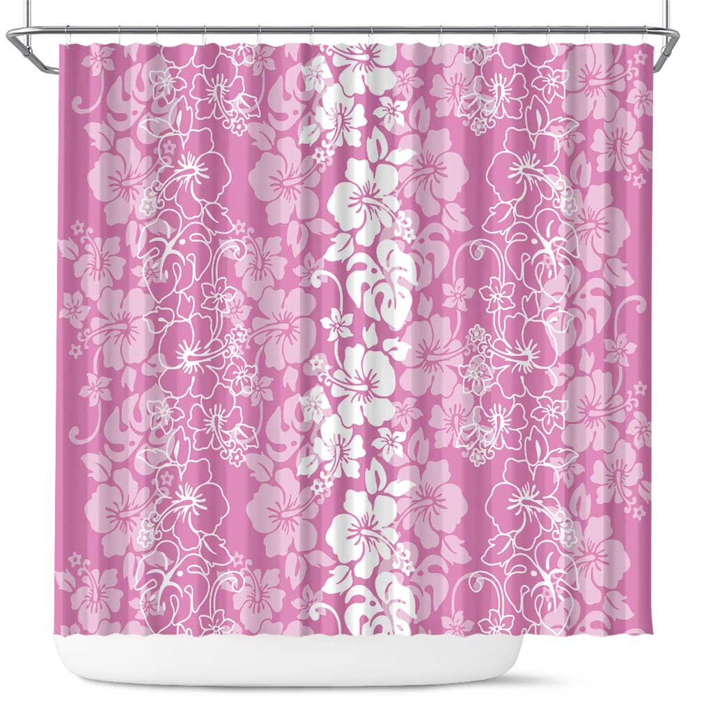Hawaiian Lei Day Shower Curtain Pink Hibiscus Flowers Lei Art