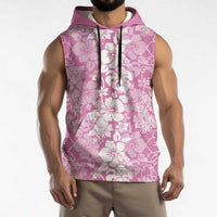 Hawaiian Lei Day Sleeveless Hoodie Pink Hibiscus Flowers Lei Art - Polynesian Pride
