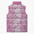 Hawaiian Lei Day Sleeveless Puffer Jacket Pink Hibiscus Flowers Lei Art - Polynesian Pride