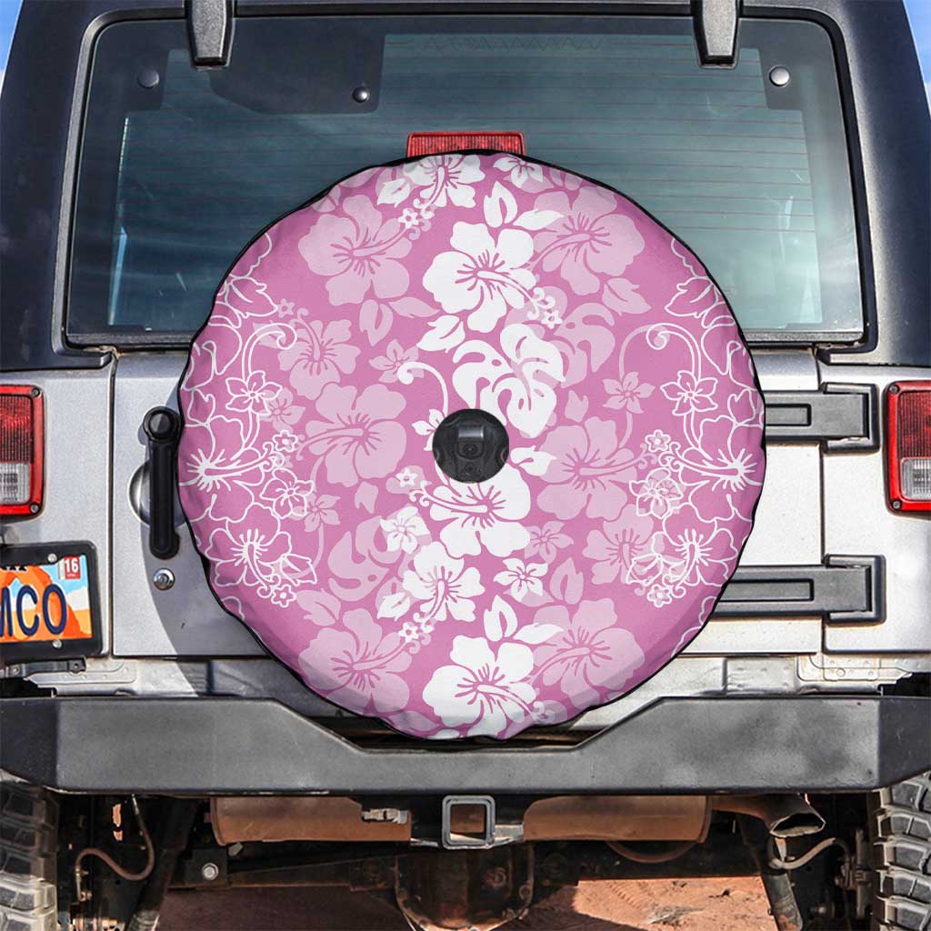 Hawaiian Lei Day Spare Tire Cover Pink Hibiscus Flowers Lei Art