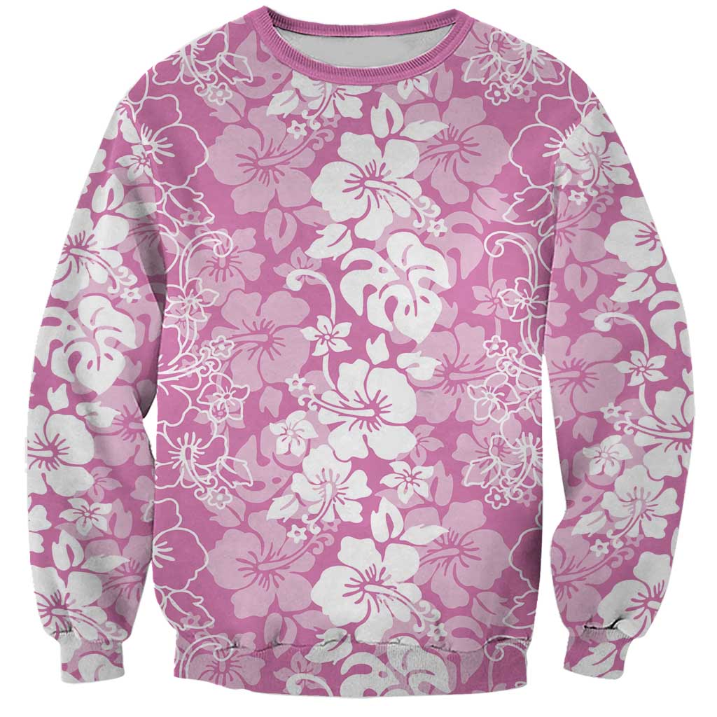 Hawaiian Lei Day Sweatshirt Pink Hibiscus Flowers Lei Art