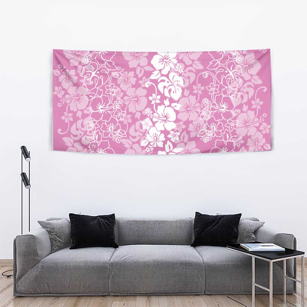 Hawaiian Lei Day Tapestry Pink Hibiscus Flowers Lei Art