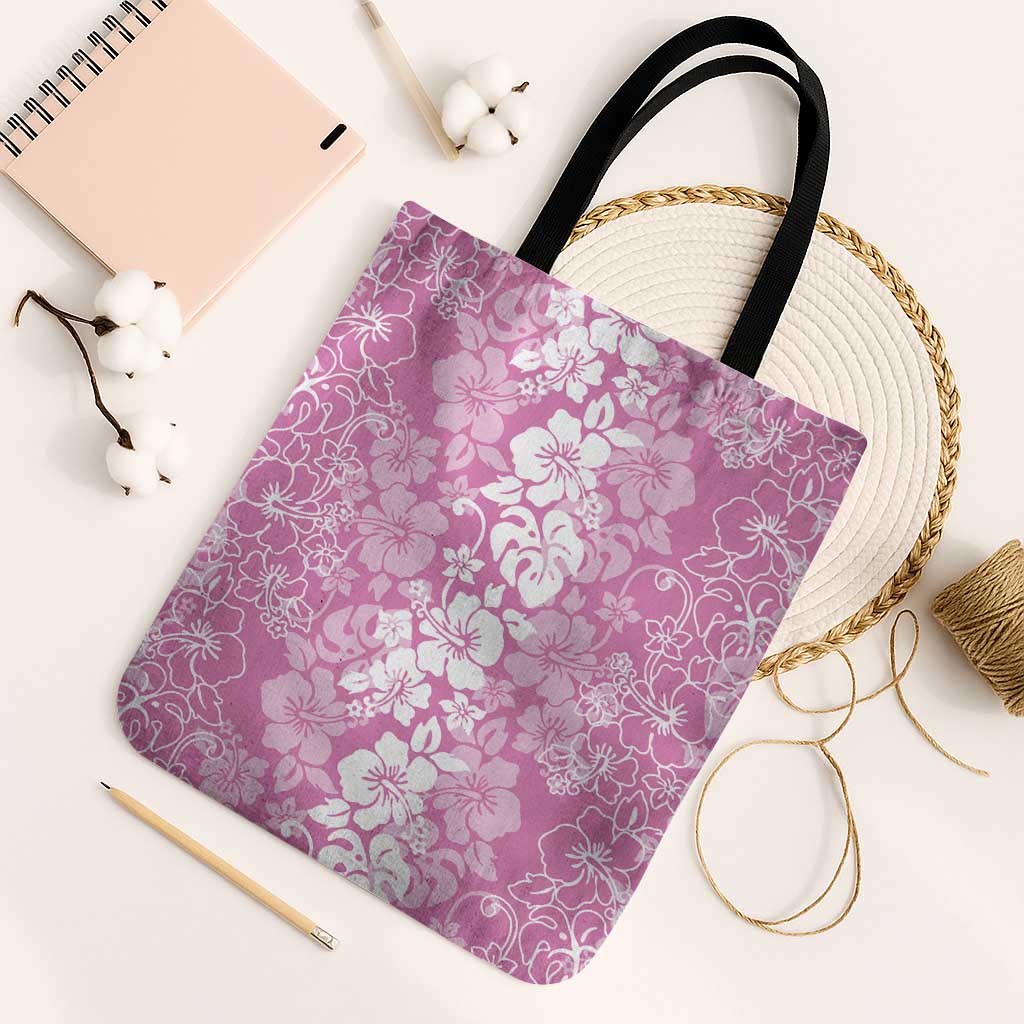 Hawaiian Lei Day Tote Bag Pink Hibiscus Flowers Lei Art - Polynesian Pride