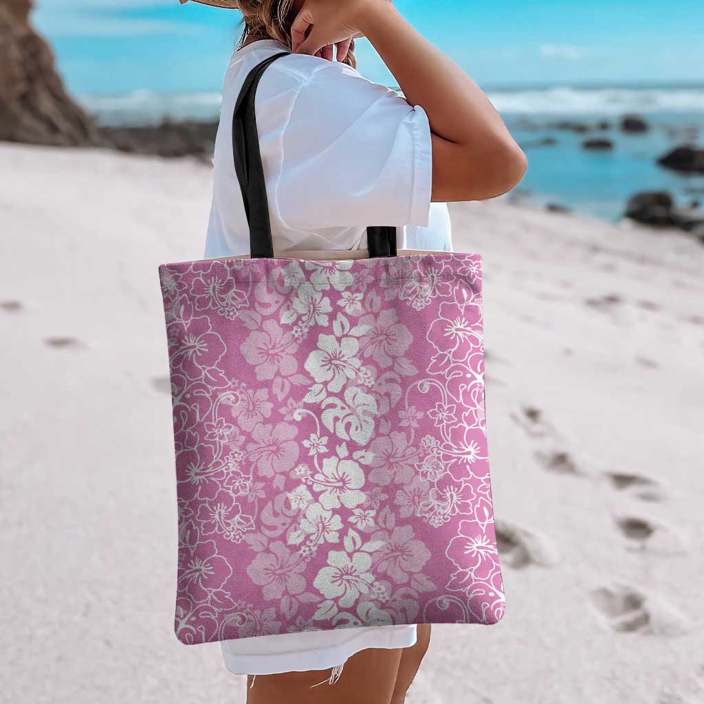 Hawaiian Lei Day Tote Bag Pink Hibiscus Flowers Lei Art - Polynesian Pride