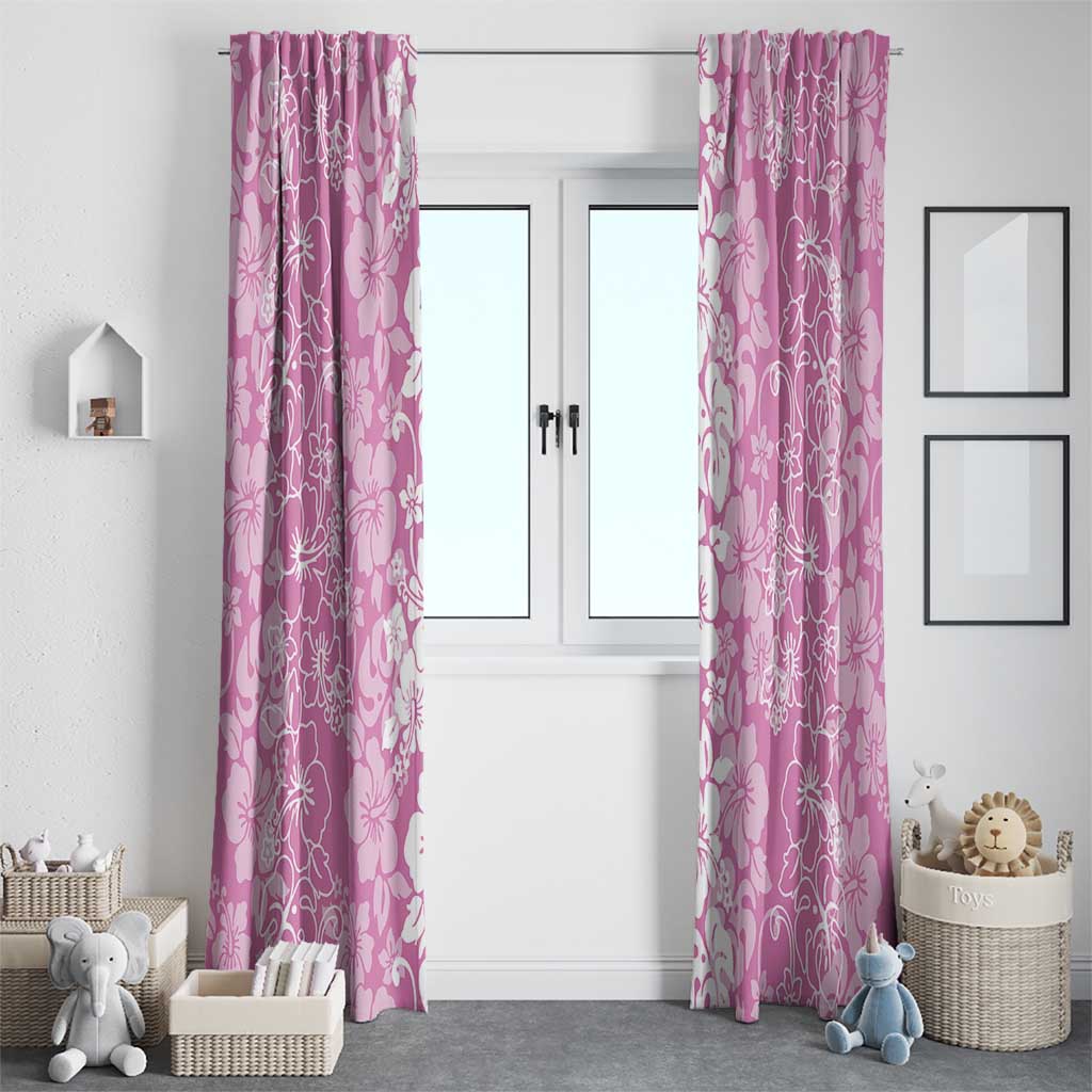 Hawaiian Lei Day Window Curtain Pink Hibiscus Flowers Lei Art