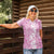 Hawaiian Lei Day Women Polo Shirt Pink Hibiscus Flowers Lei Art