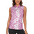 Hawaiian Lei Day Women Sleeveless Polo Shirt Pink Hibiscus Flowers Lei Art