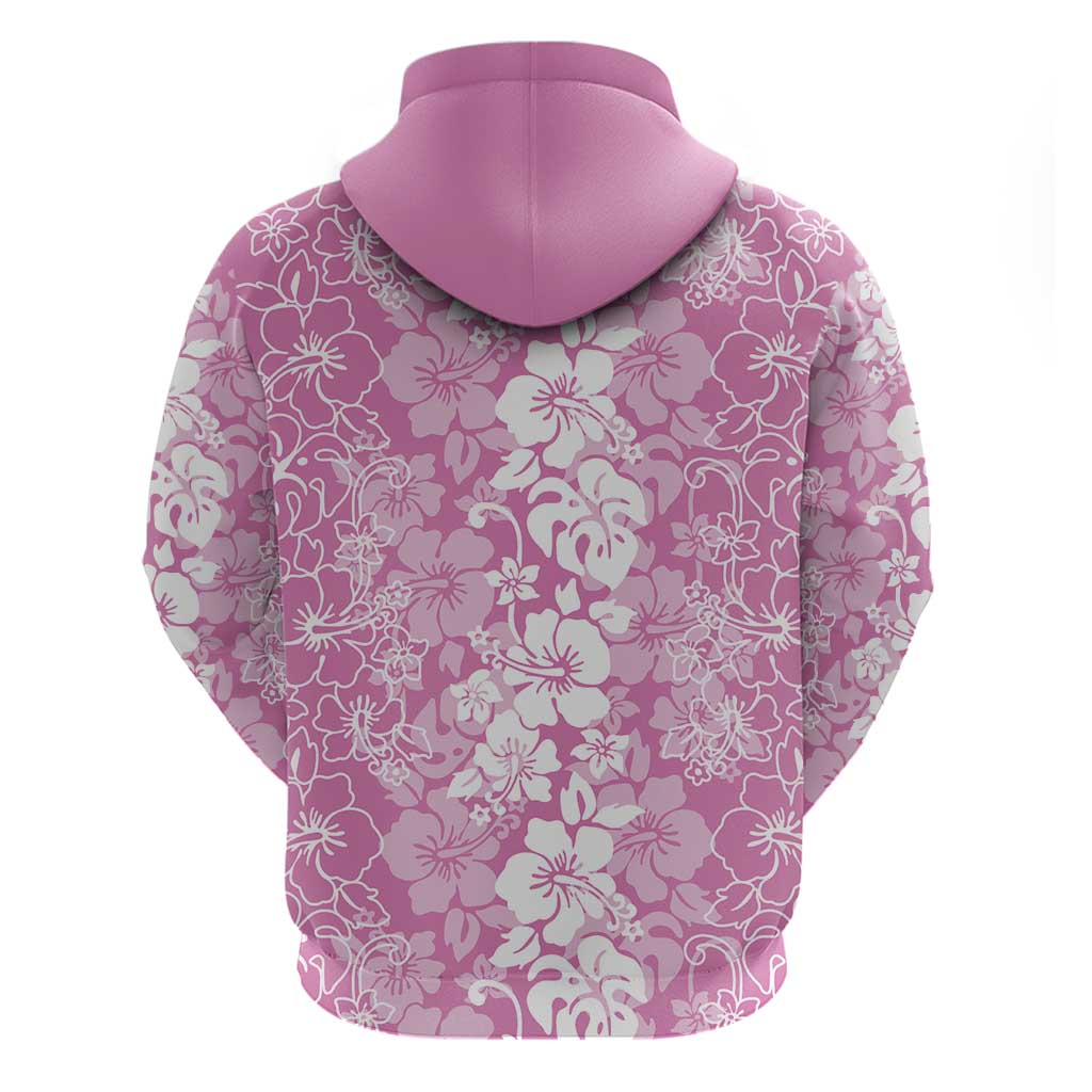 Hawaiian Lei Day Zip Hoodie Pink Hibiscus Flowers Lei Art