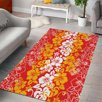 Hawaiian Lei Day Area Rug Red Hibiscus Flowers Lei Art