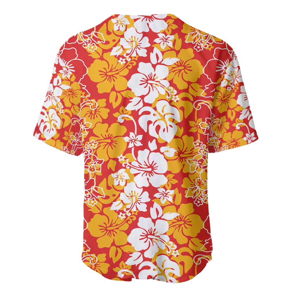 Hawaiian Lei Day Baseball Jersey Red Hibiscus Flowers Lei Art