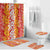 Hawaiian Lei Day Bathroom Set Red Hibiscus Flowers Lei Art - Polynesian Pride