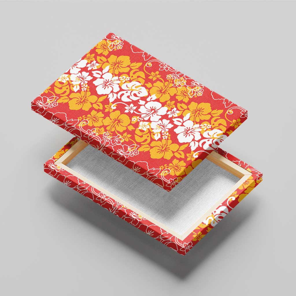 Hawaiian Lei Day Canvas Wall Art Red Hibiscus Flowers Lei Art