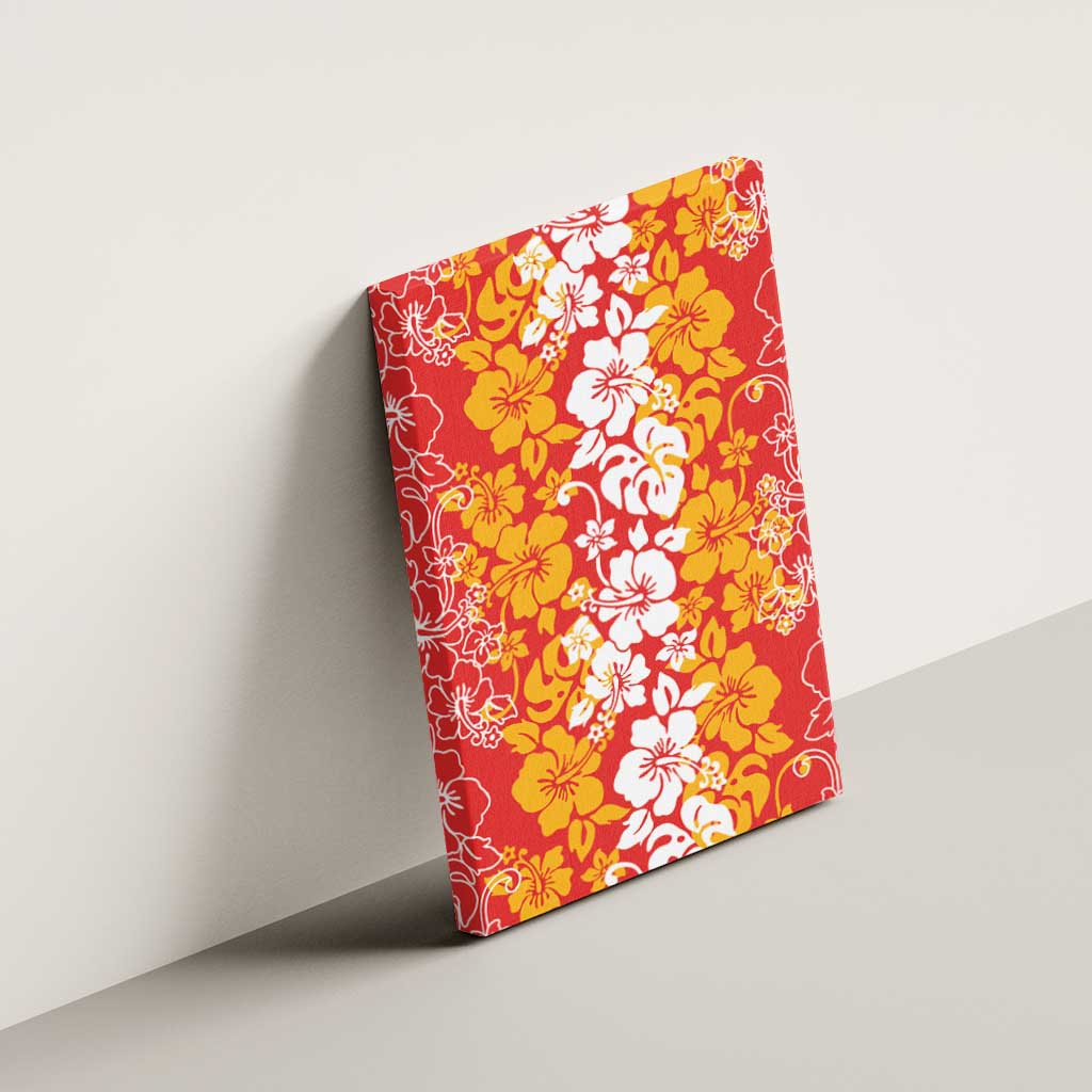 Hawaiian Lei Day Canvas Wall Art Red Hibiscus Flowers Lei Art