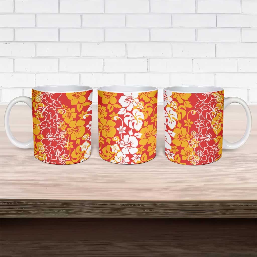 Hawaiian Lei Day Ceramic Mug Red Hibiscus Flowers Lei Art - Polynesian Pride