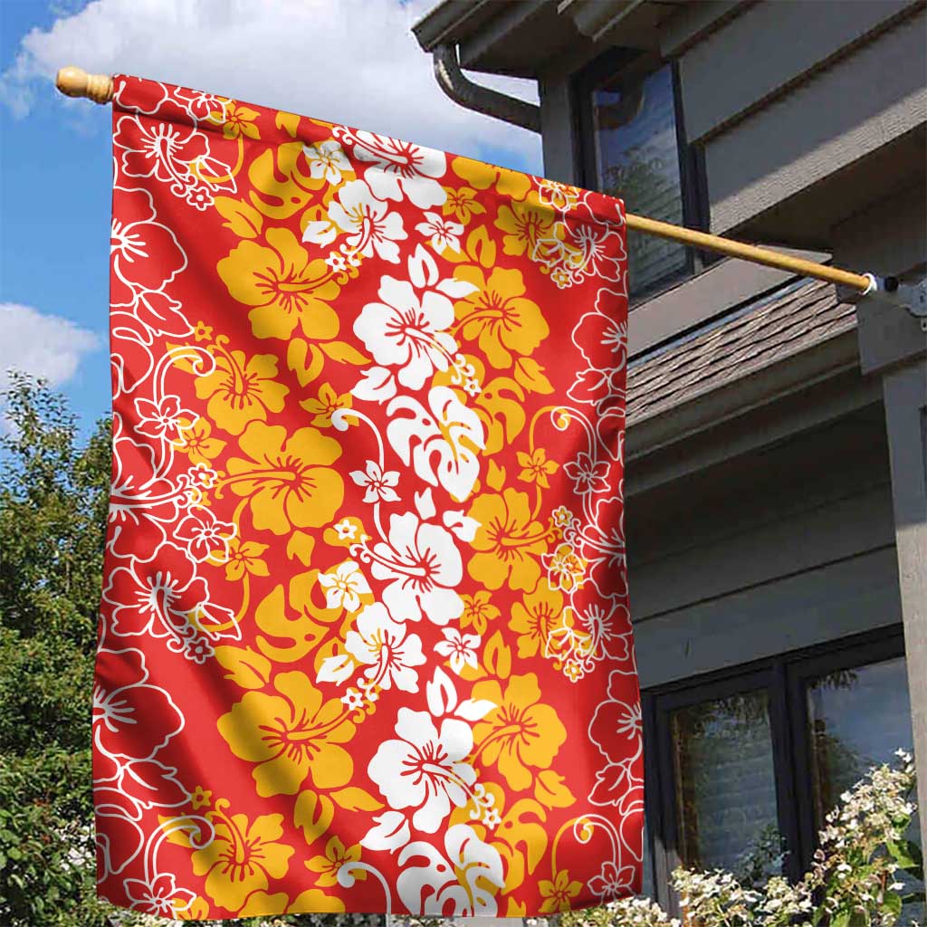 Hawaiian Lei Day Garden Flag Red Hibiscus Flowers Lei Art