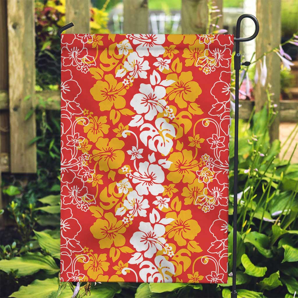 Hawaiian Lei Day Garden Flag Red Hibiscus Flowers Lei Art