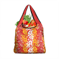 Hawaiian Lei Day Grocery Bag Red Hibiscus Flowers Lei Art LT9 1-pack One Size Red - Polynesian Pride