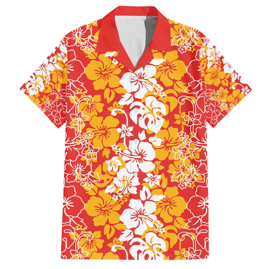 Hawaiian Lei Day Hawaiian Shirt Red Hibiscus Flowers Lei Art
