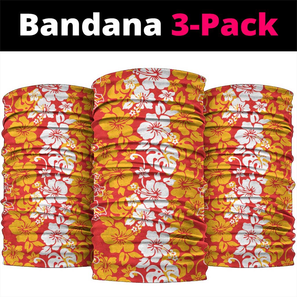 Hawaiian Lei Day Neck Gaiter Red Hibiscus Flowers Lei Art - Polynesian Pride