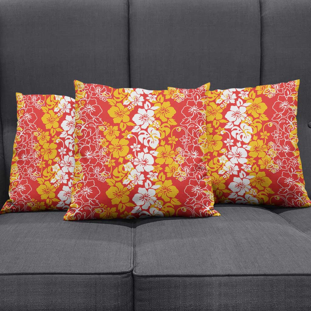Hawaiian Lei Day Pillow Cover Red Hibiscus Flowers Lei Art - Polynesian Pride
