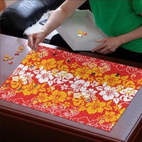 Hawaiian Lei Day Puzzle Red Hibiscus Flowers Lei Art - Polynesian Pride