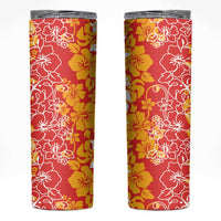 Hawaiian Lei Day Skinny Tumbler Red Hibiscus Flowers Lei Art