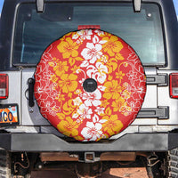 Hawaiian Lei Day Spare Tire Cover Red Hibiscus Flowers Lei Art