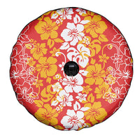Hawaiian Lei Day Spare Tire Cover Red Hibiscus Flowers Lei Art