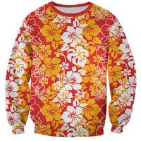 Hawaiian Lei Day Sweatshirt Red Hibiscus Flowers Lei Art