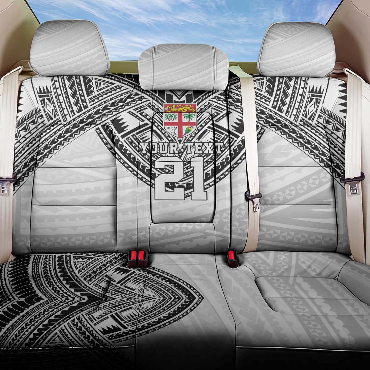 Flying Fijians Pacific Fiji Rugby Custom Back Car Seat Cover Polynesian Pattern