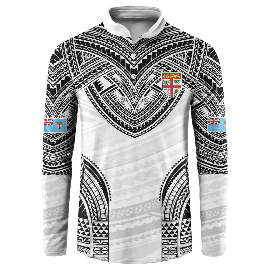 Flying Fijians Pacific Fiji Rugby Custom Button Sweatshirt Polynesian Pattern
