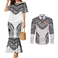 Flying Fijians Pacific Fiji Rugby Custom Couples Matching Mermaid Dress and Long Sleeve Button Shirt Polynesian Pattern