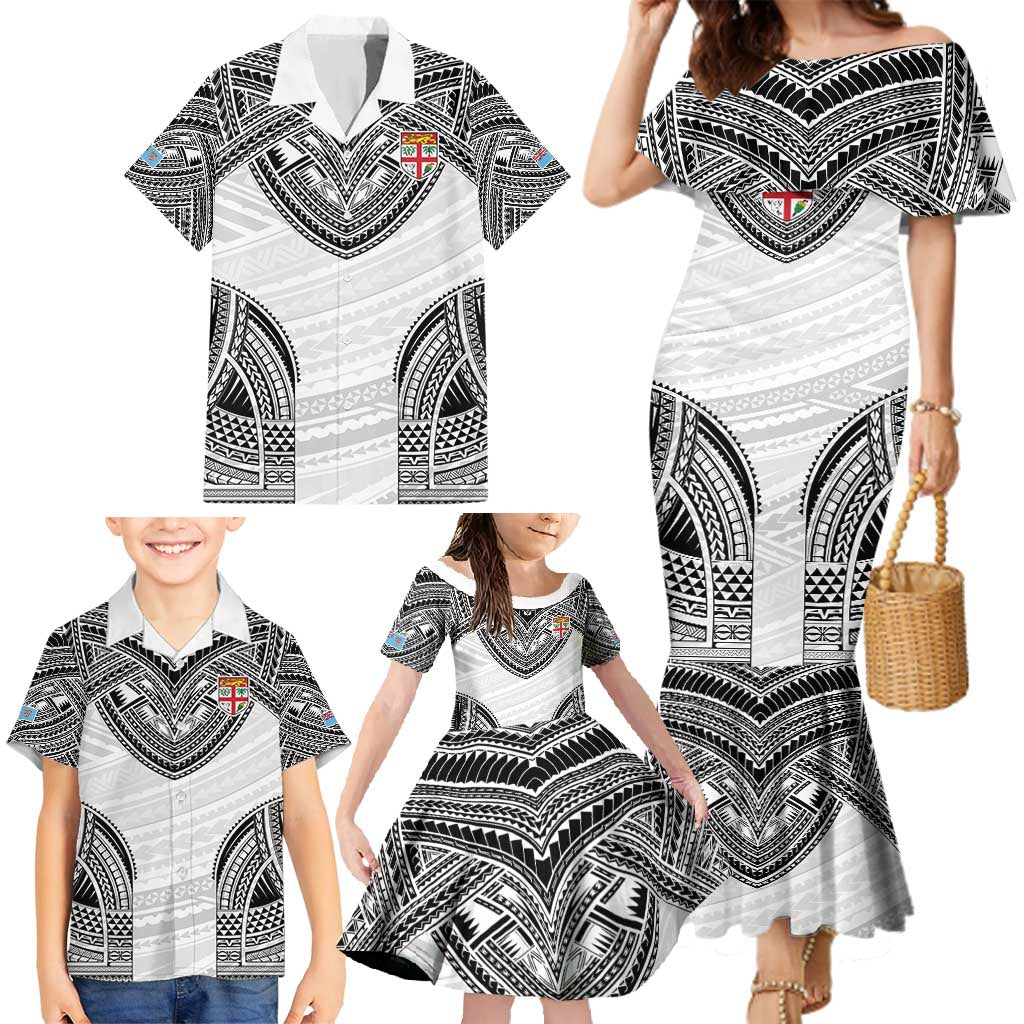 Flying Fijians Pacific Fiji Rugby Custom Family Matching Mermaid Dress and Hawaiian Shirt Polynesian Pattern