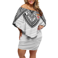Flying Fijians Pacific Fiji Rugby Custom Family Matching Off Shoulder Short Dress and Hawaiian Shirt Polynesian Pattern