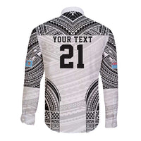 Flying Fijians Pacific Fiji Rugby Custom Long Sleeve Button Shirt Polynesian Pattern