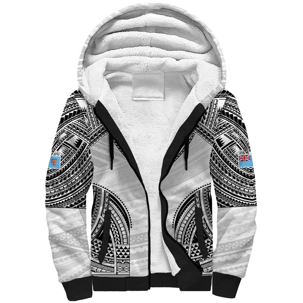 Flying Fijians Pacific Fiji Rugby Custom Sherpa Hoodie Polynesian Pattern