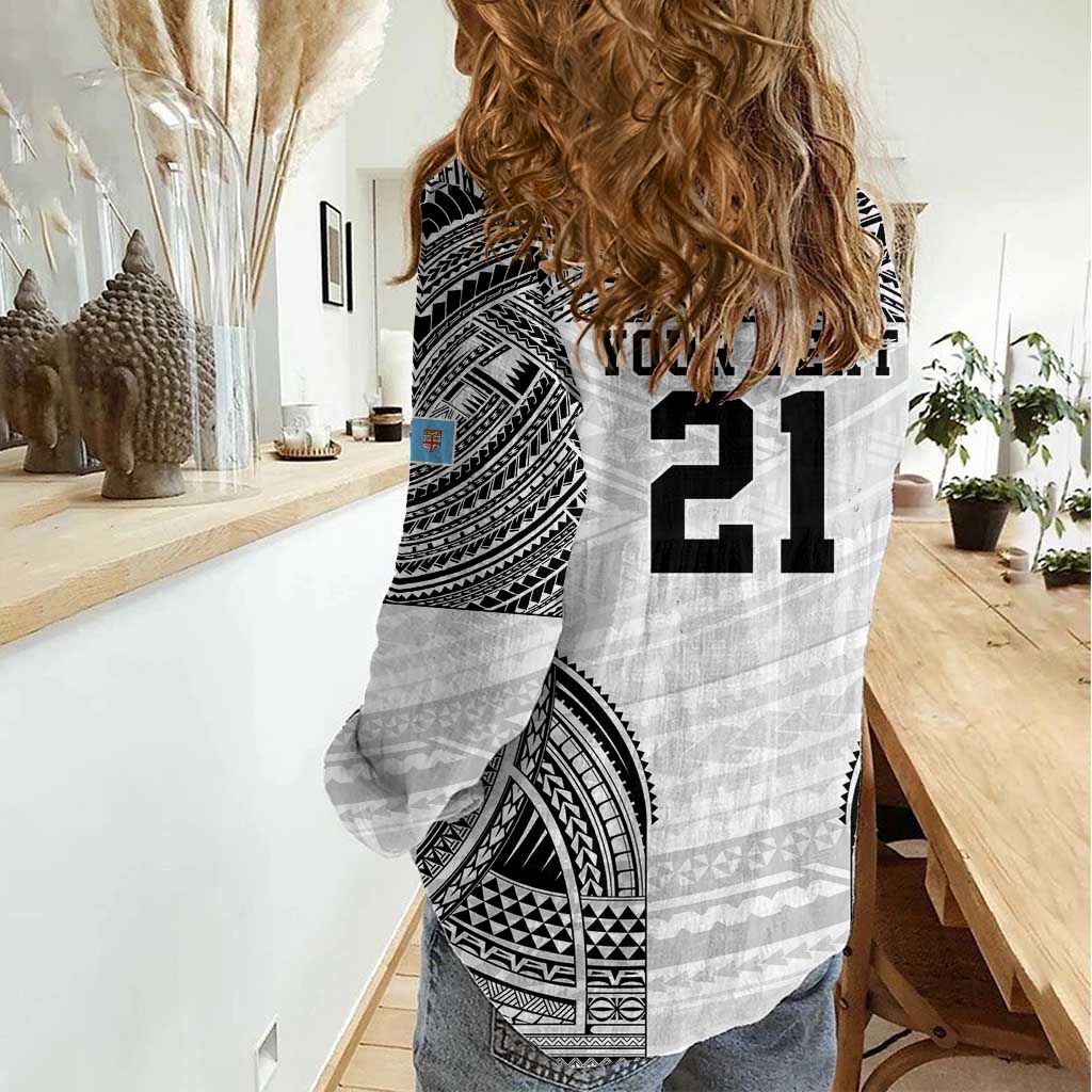 Flying Fijians Pacific Fiji Rugby Custom Women Casual Shirt Polynesian Pattern