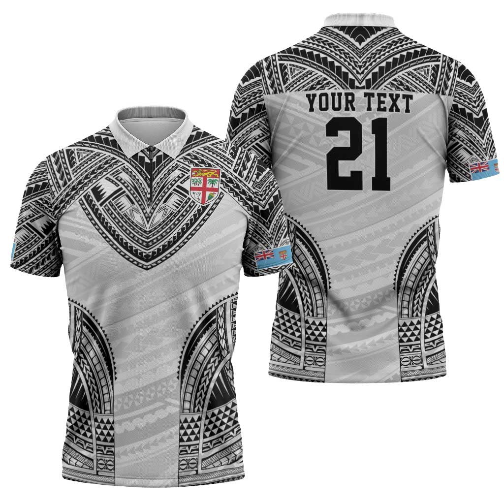 Flying Fijians Pacific Fiji Rugby Custom Zipper Polo Shirt Polynesian Pattern - Polynesian Pride