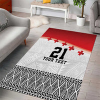Ikale Tahi Pacific Tonga Rugby Custom Area Rug Tongan Ngatu with Flag Pattern