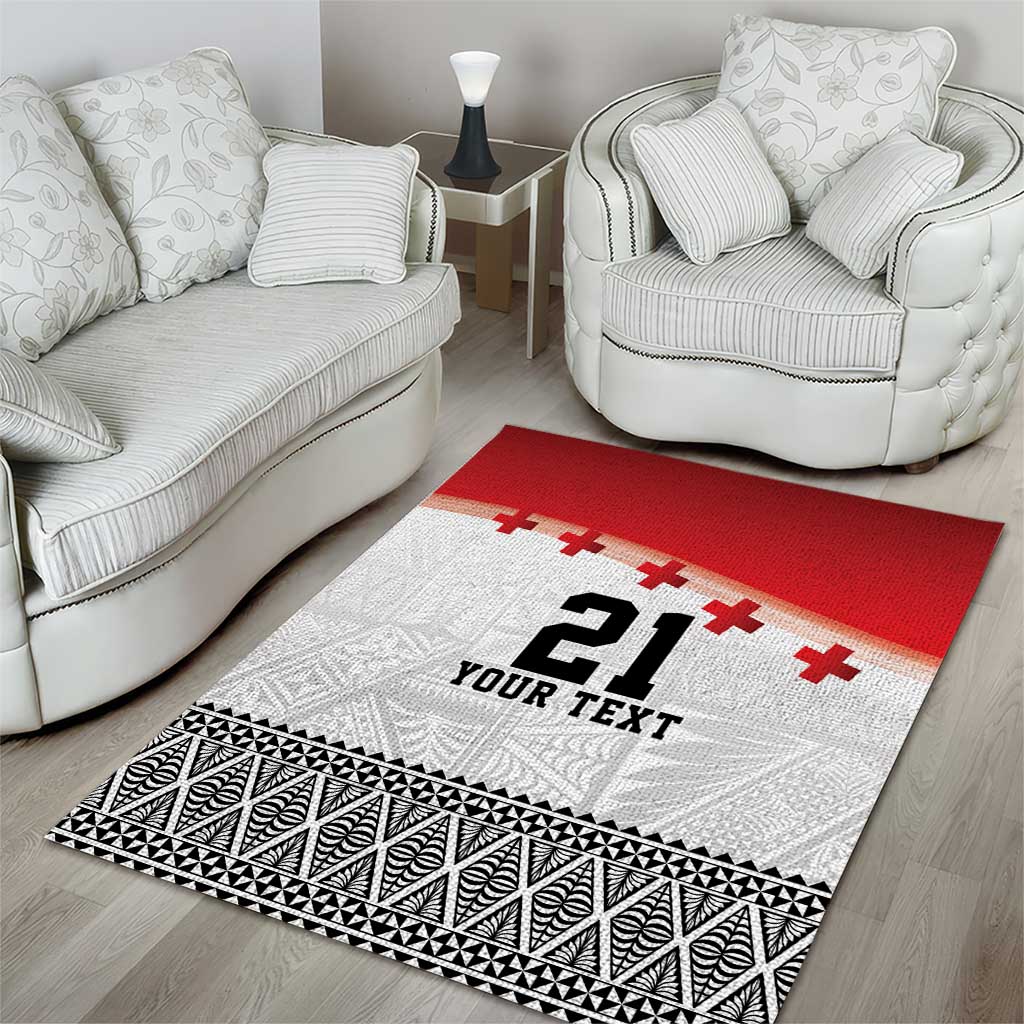 Ikale Tahi Pacific Tonga Rugby Custom Area Rug Tongan Ngatu with Flag Pattern