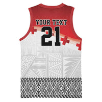 Ikale Tahi Pacific Tonga Rugby Custom Basketball Jersey Tongan Ngatu with Flag Pattern - Polynesian Pride