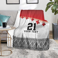 Ikale Tahi Pacific Tonga Rugby Custom Blanket Tongan Ngatu with Flag Pattern
