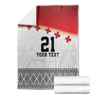 Ikale Tahi Pacific Tonga Rugby Custom Blanket Tongan Ngatu with Flag Pattern