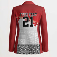 Ikale Tahi Pacific Tonga Rugby Custom Blazer Tongan Ngatu with Flag Pattern - Polynesian Pride