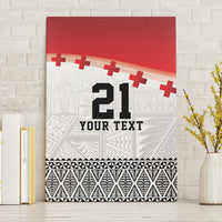 Ikale Tahi Pacific Tonga Rugby Custom Canvas Wall Art Tongan Ngatu with Flag Pattern