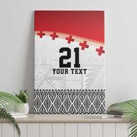 Ikale Tahi Pacific Tonga Rugby Custom Canvas Wall Art Tongan Ngatu with Flag Pattern